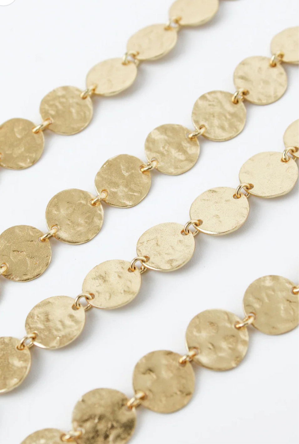 GOLD LONG HAMMERED DISC NECKLACE
