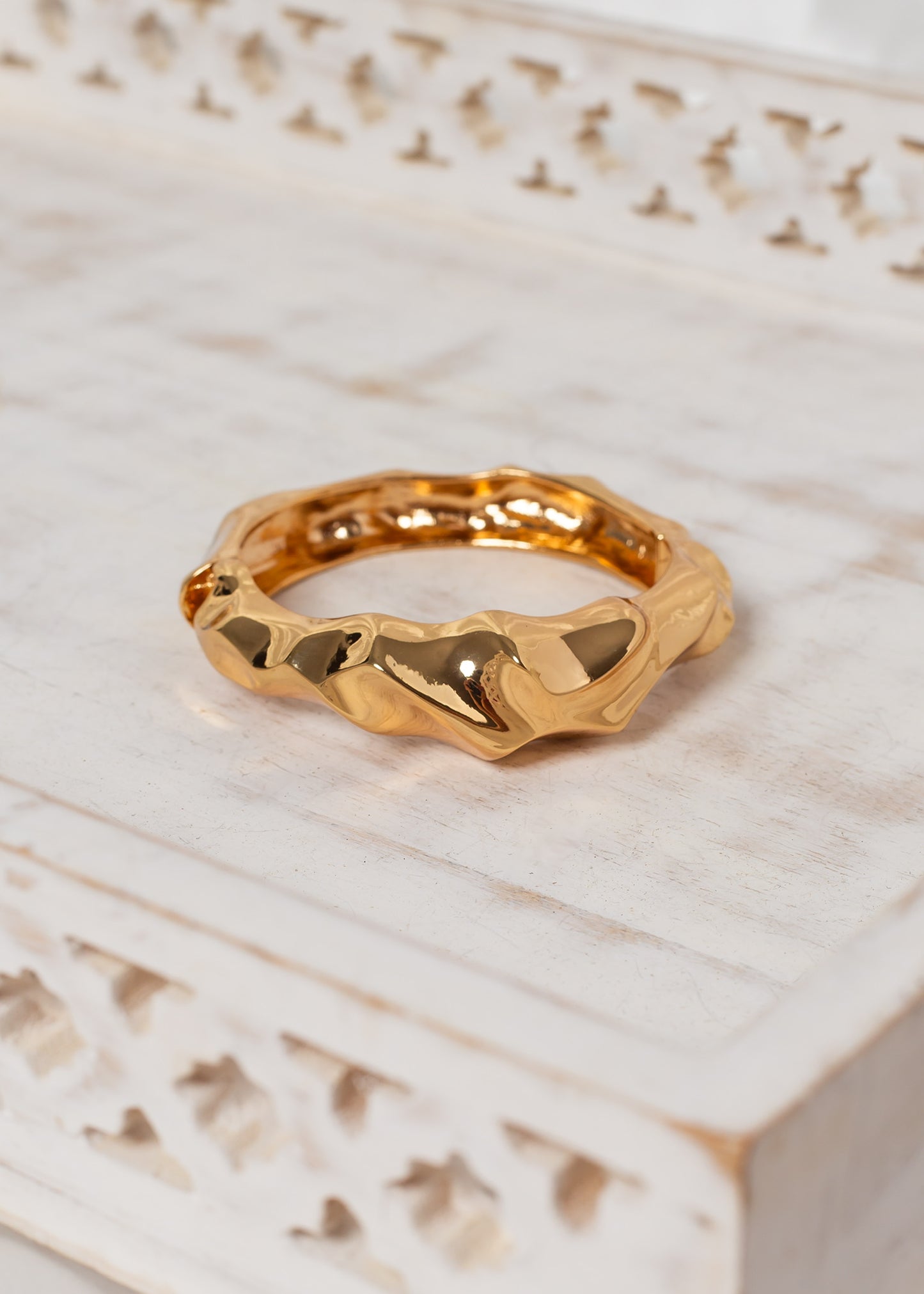 Shimeray Torque Gold Chunky Hammered Collar & Bangle Set