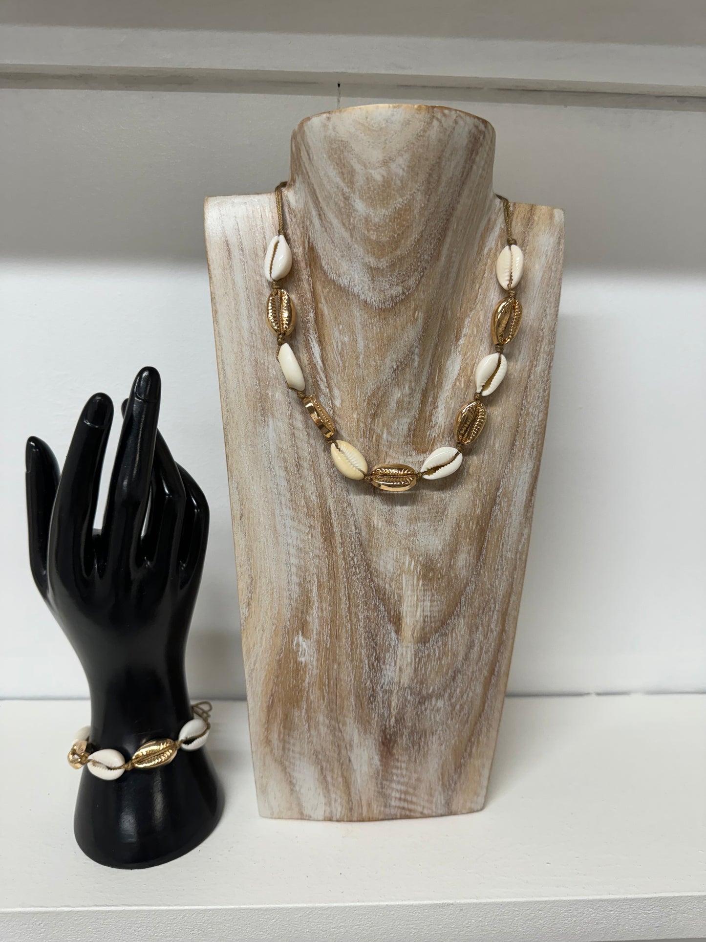 Mixed Shell & Gold Choker with Anklet/Bracelet