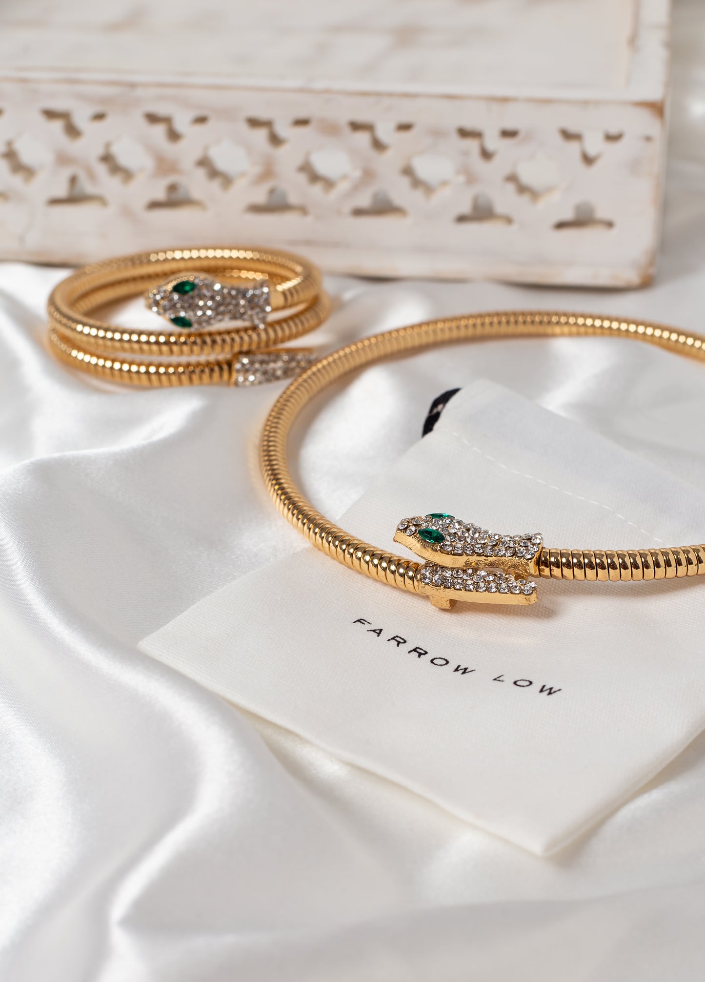 Entwined Serpent Collar & Bracelet Sets In Gold & Silver