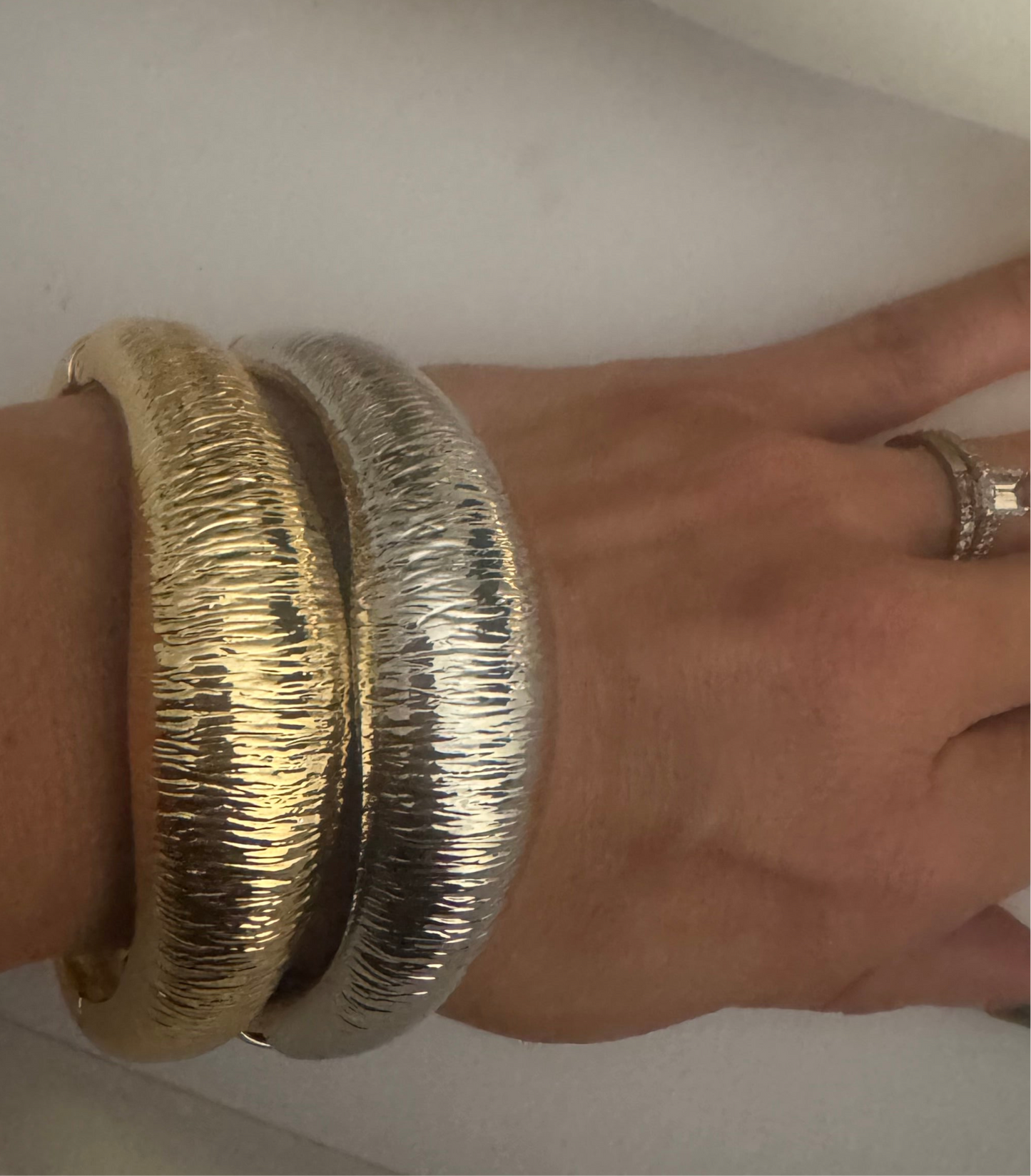 The Textured Cuff In Gold & Silver