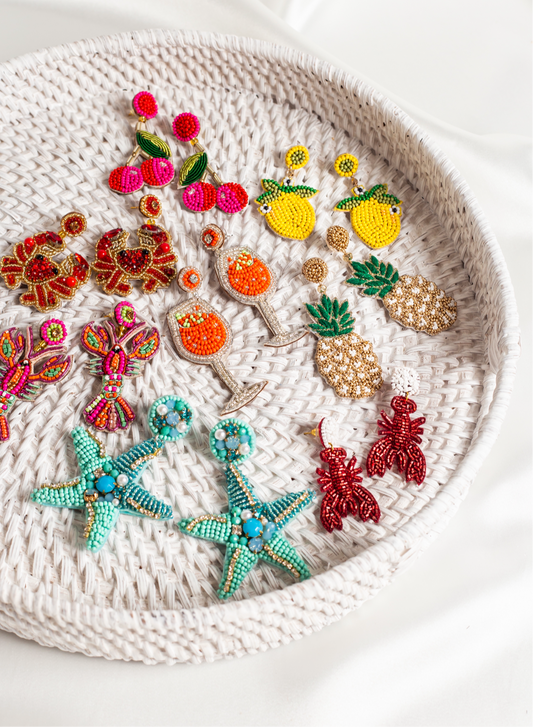 Red Crab Drop Earrings