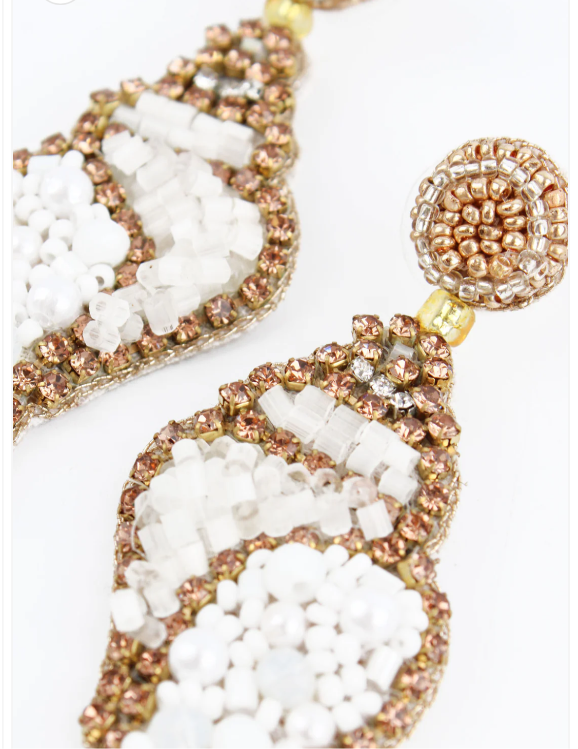 Pearl & Gold Beaded Shell Earrings