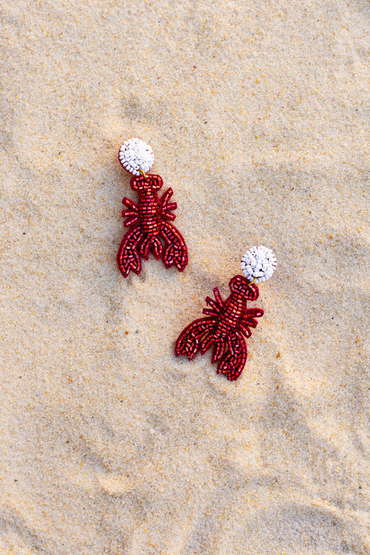 Beaded Metallic Lobster Earrings