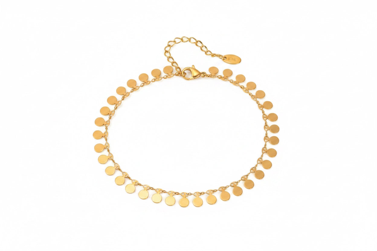 Disc Droplet Gold Anklet