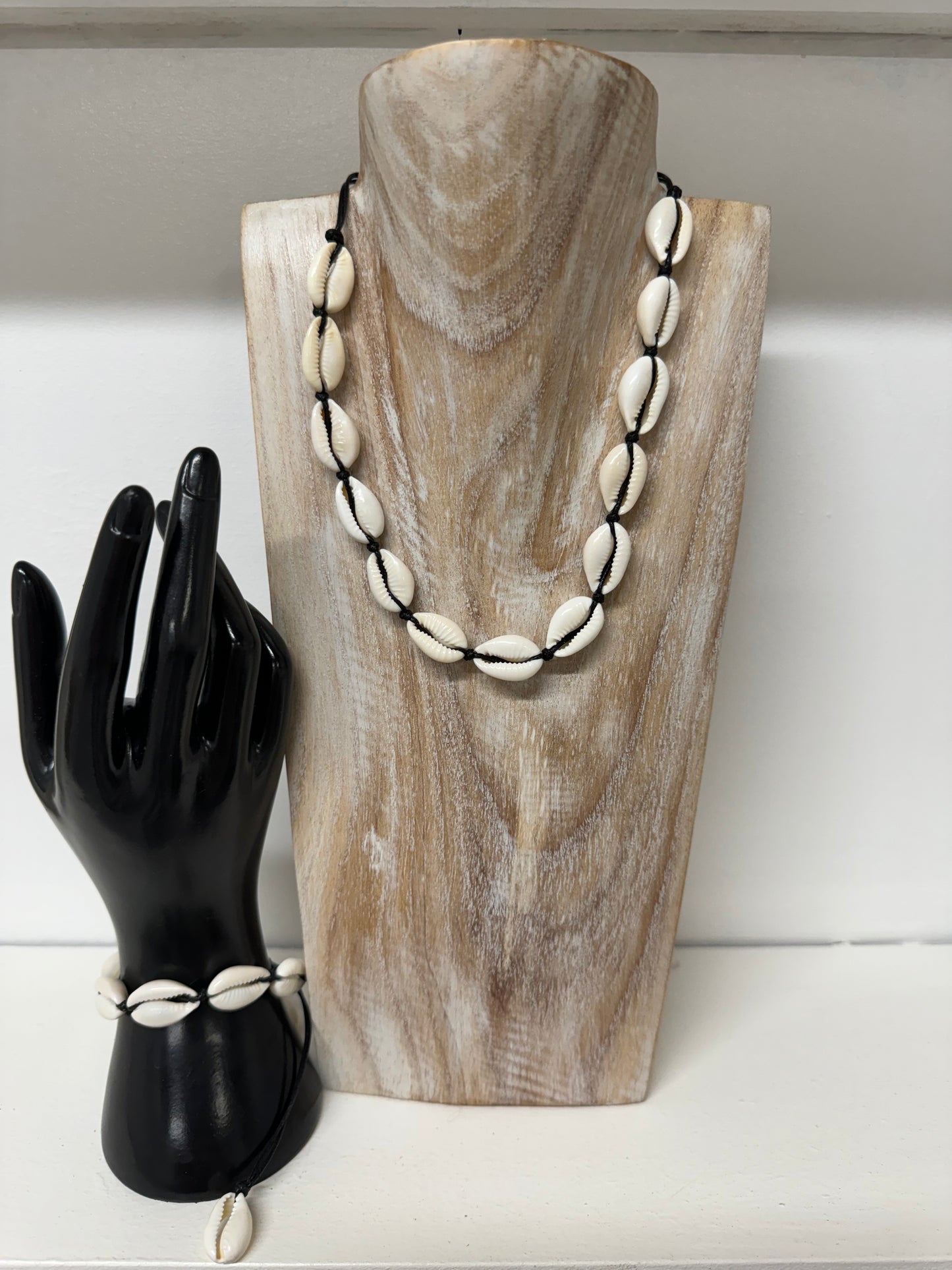 Natural & Black Shell Choker & Bracelet/Anklet Set