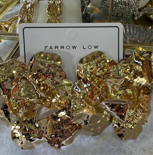 Oversized Gold Flower Metal Earrings