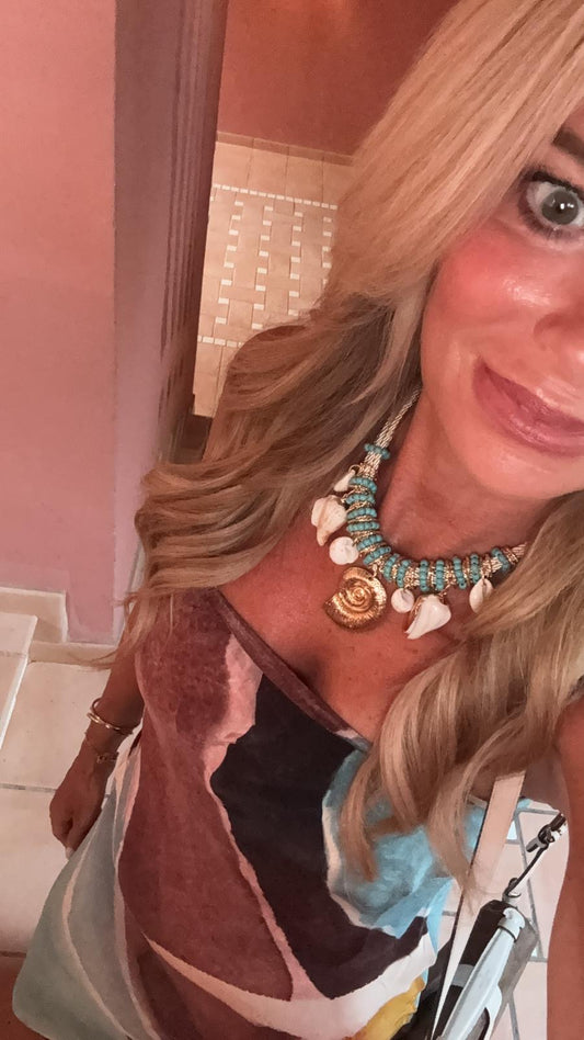 Aurura Turquoise Shell Charm Necklace