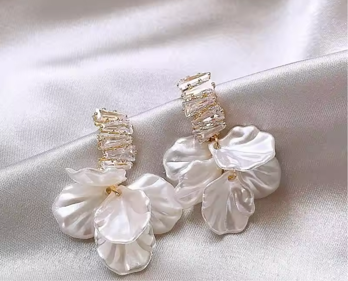 Golden Petal Drop Earrings