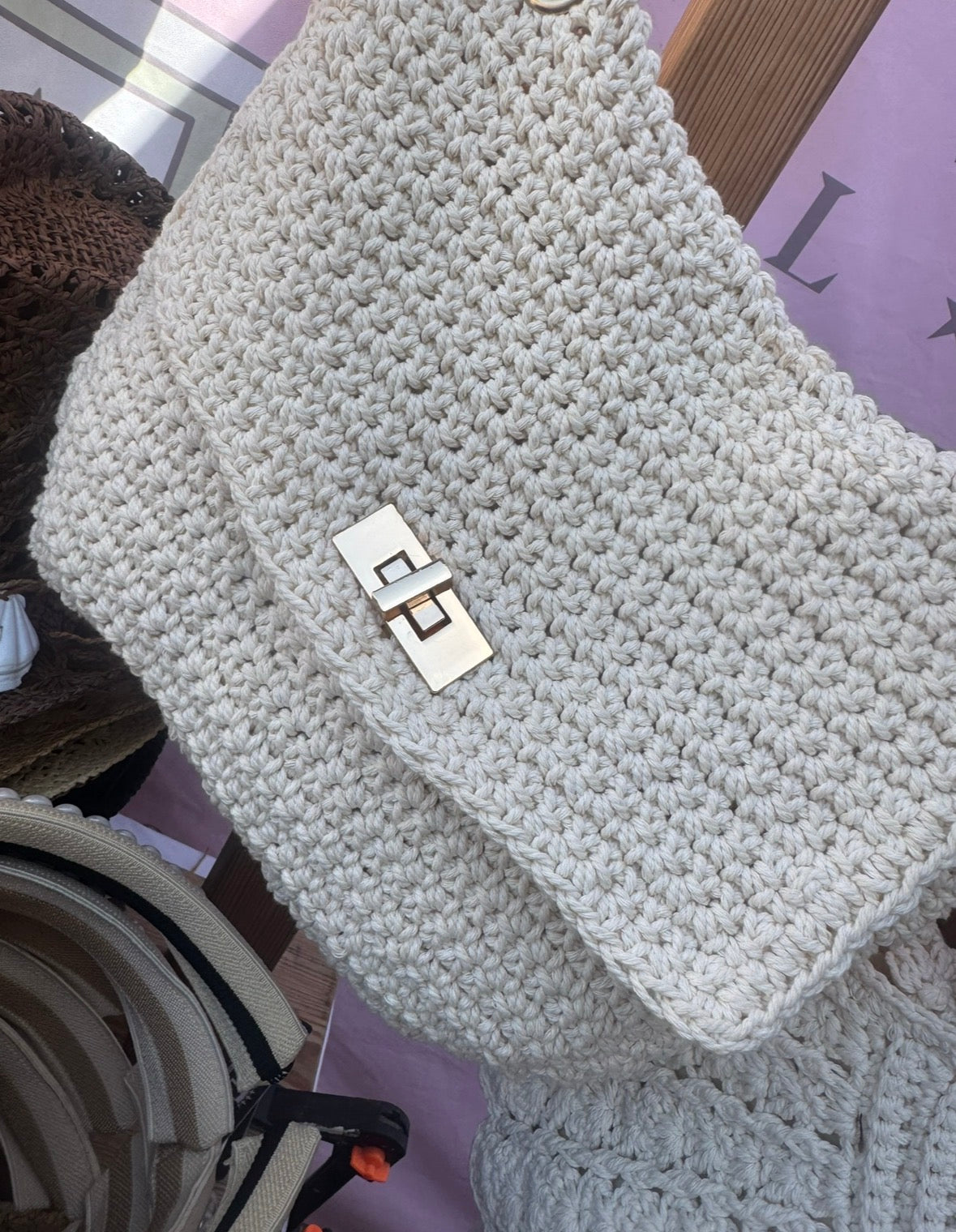 Crochet Flap Handbag (in 2 colour-ways)