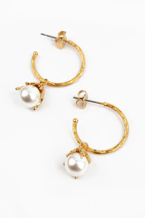 GOLD AND PEARL DROP HOOP