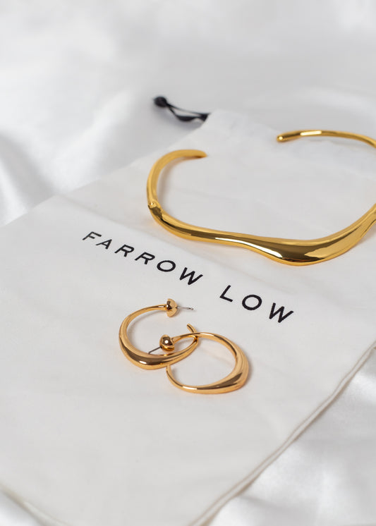 Shimeray Organic Slim Torque Choker Necklace & Earring Set in Gold