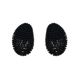 Black Crystal & Beaded Pebble Earrings