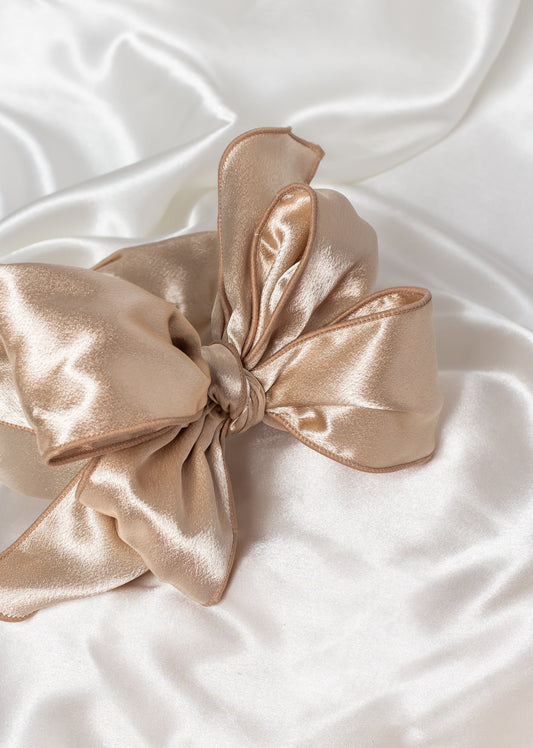 Beau in Champagne Gold Wired Bow Headband