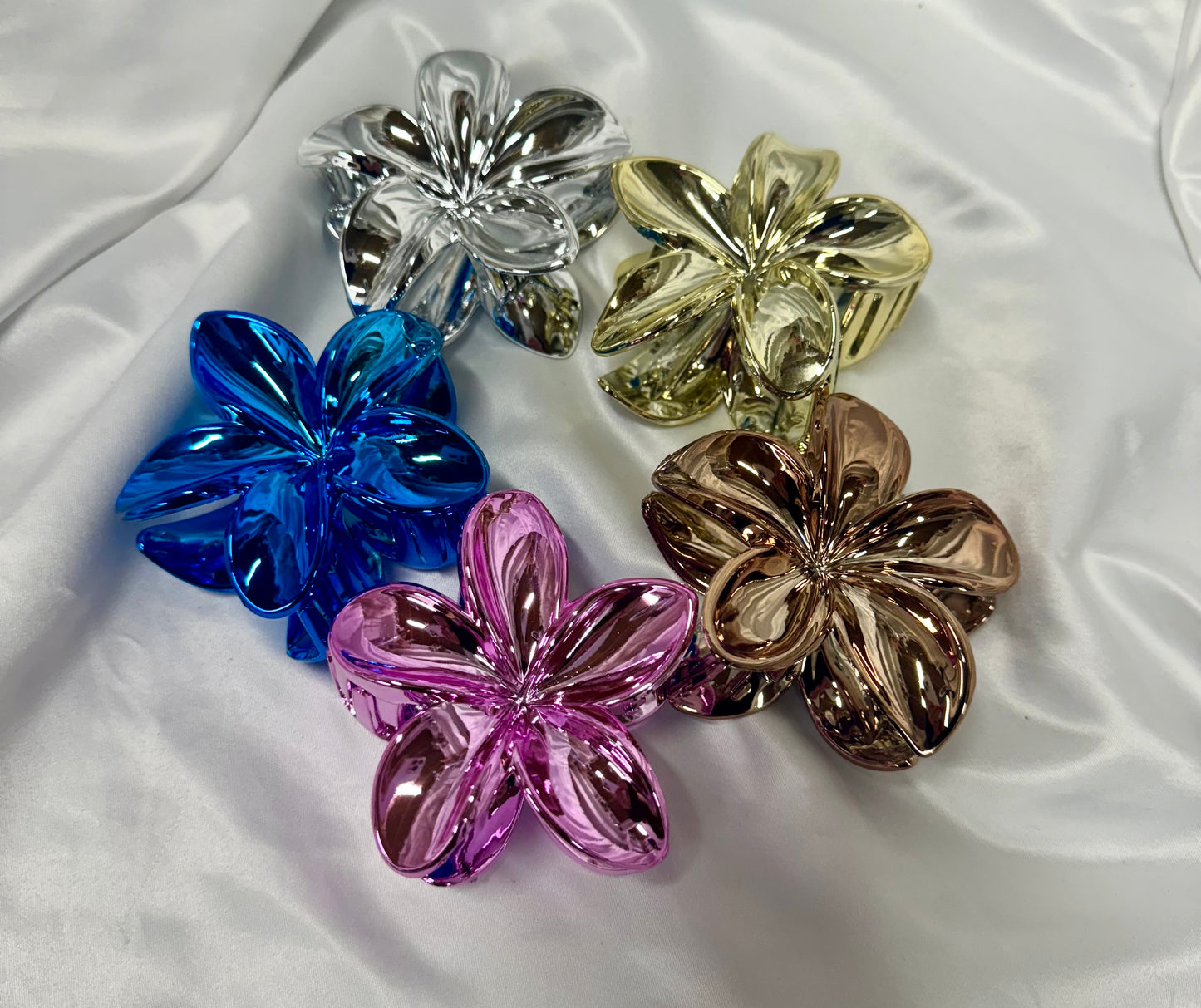 Metallic Flower Claw Clips
