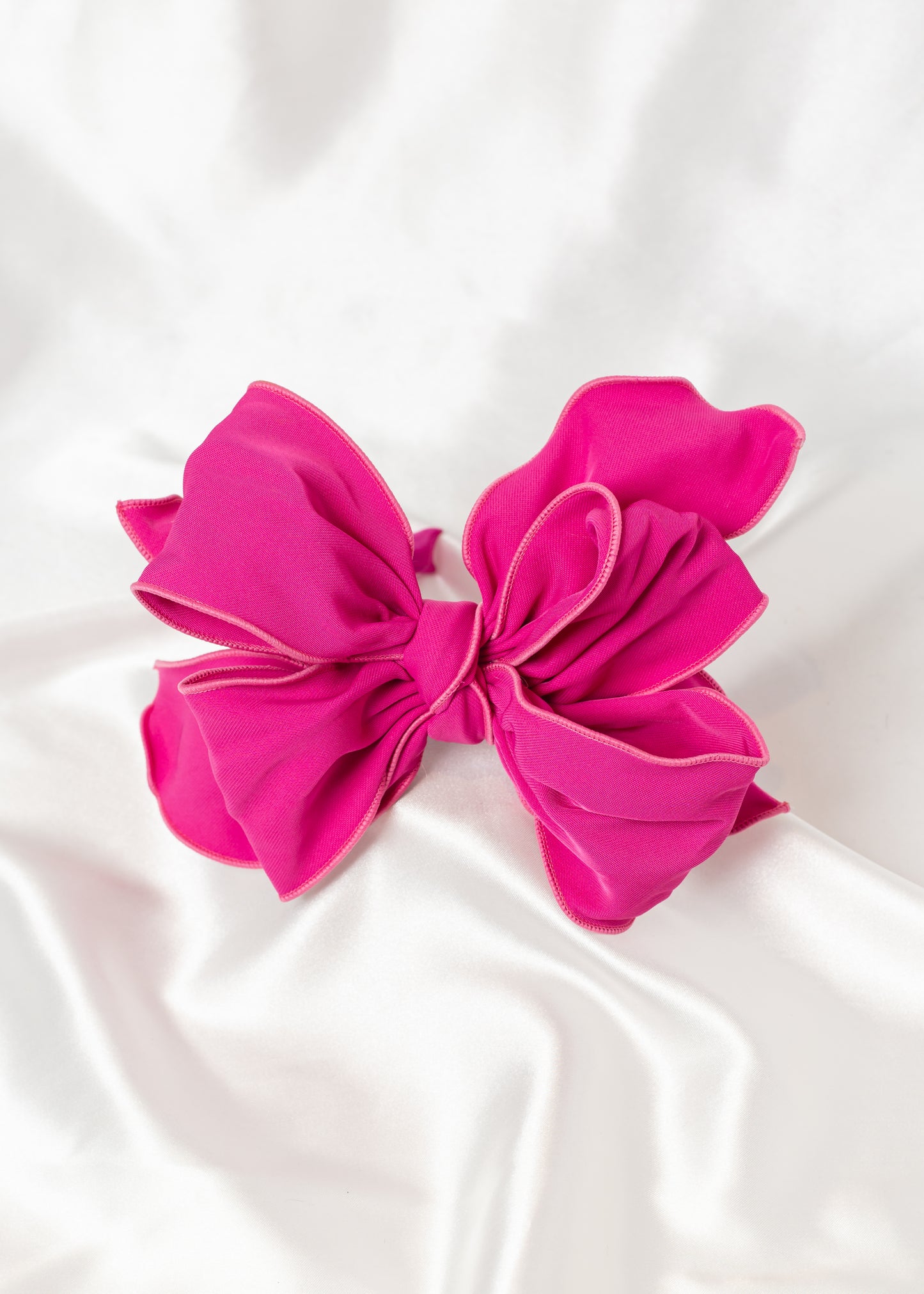 BEAU Wired Bow Headband In Bright Pink