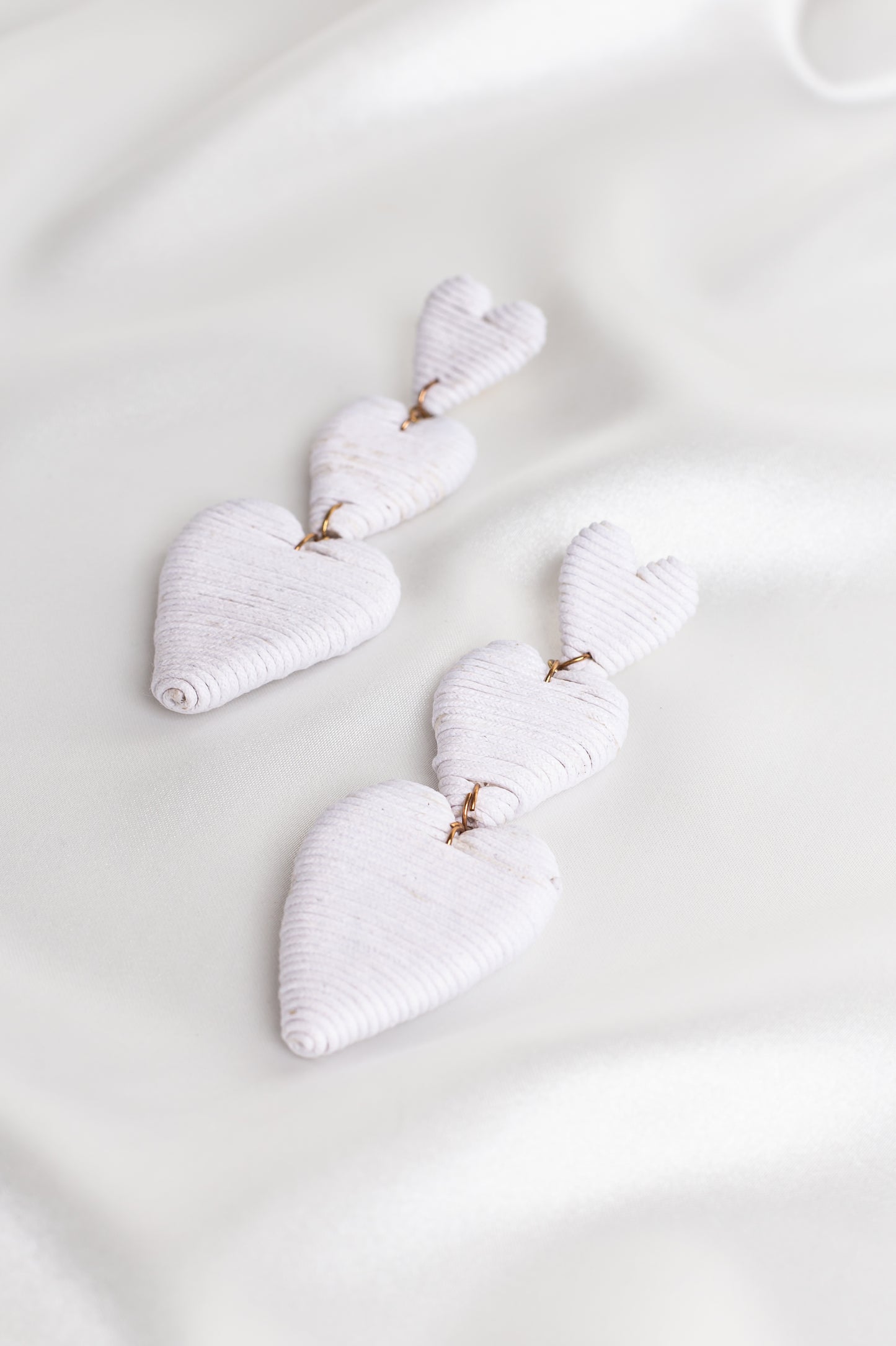 Whitney White Triple Heart Drop Earrings - Galentines Collection X
