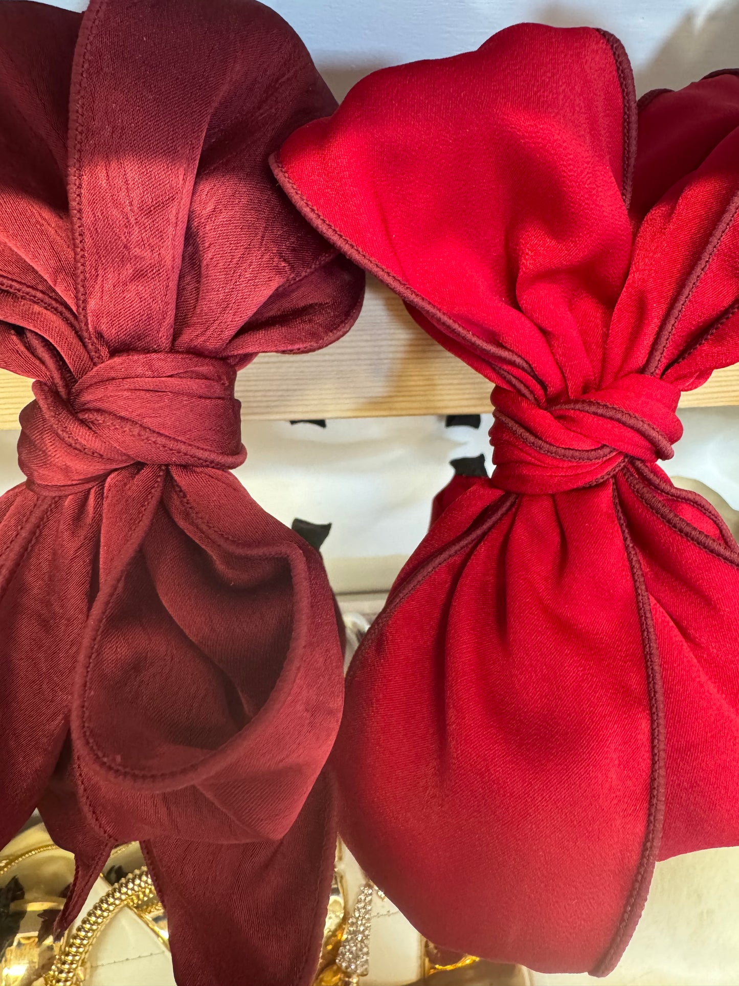 Beau Wired Headband in Red & Burgundy