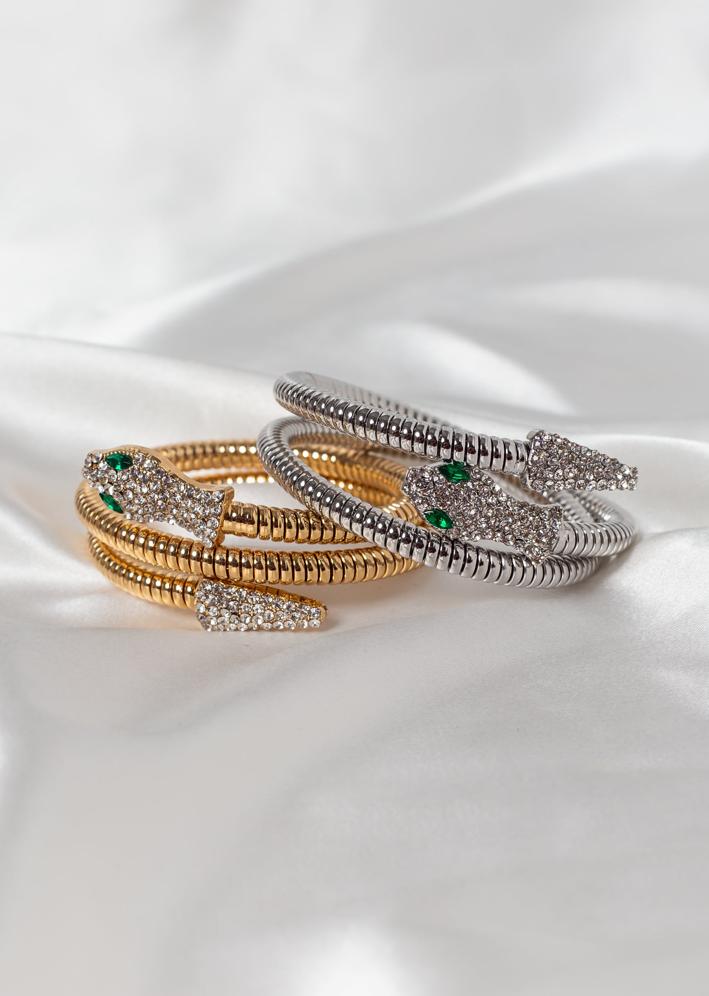 Entwined Serpent Collar & Bracelet Sets In Gold & Silver