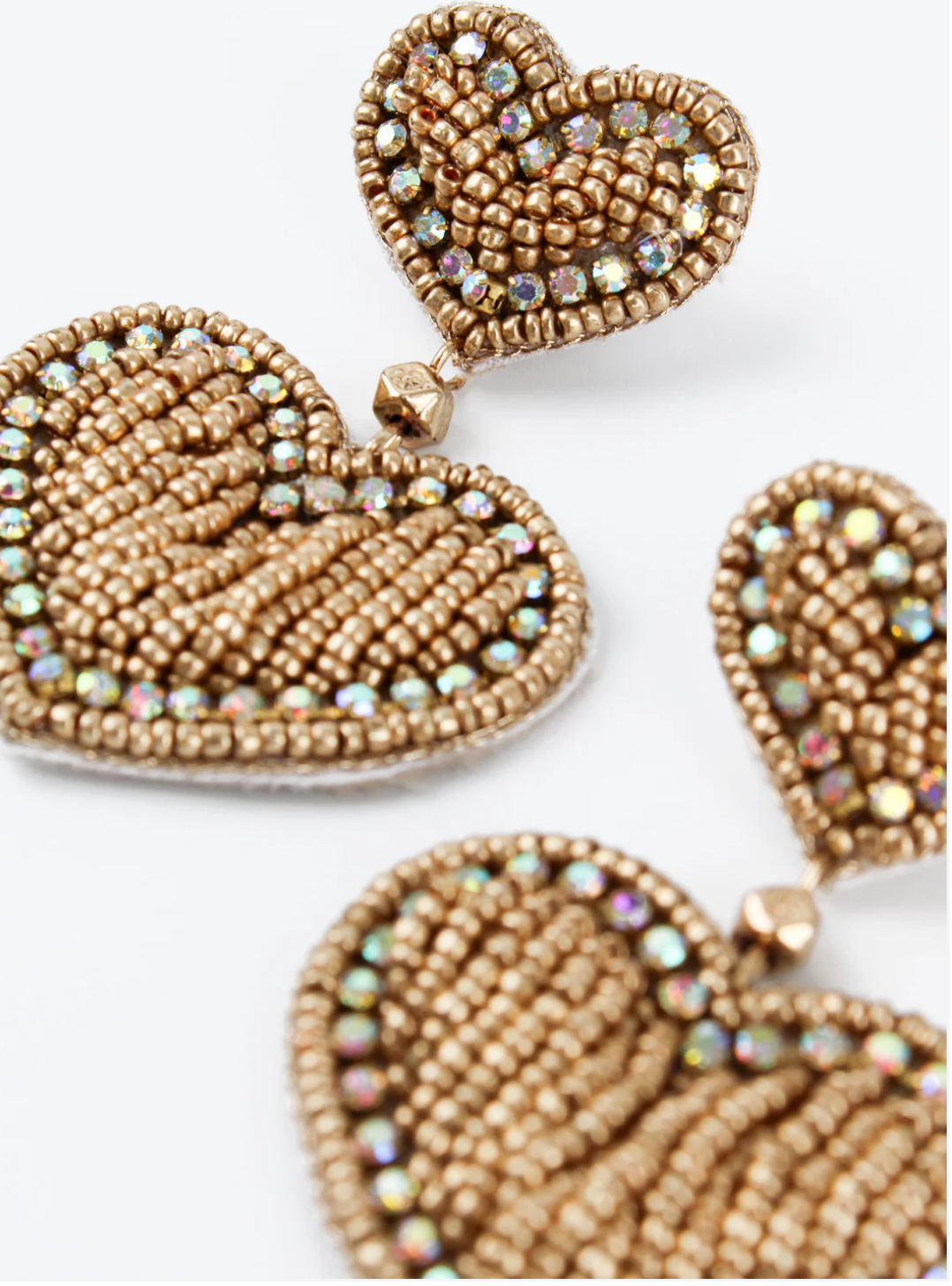 Gold Heart Drop Beaded Earrings - Galentines Collection X