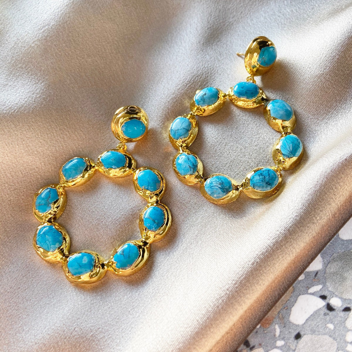 Asiana Wanda Labrodite & Gold Earrings
