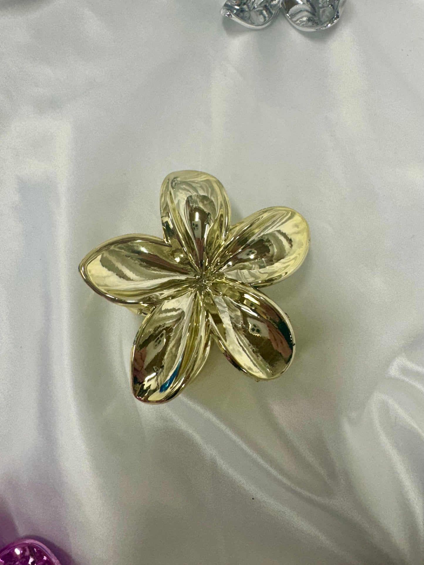 Metallic Flower Claw Clips