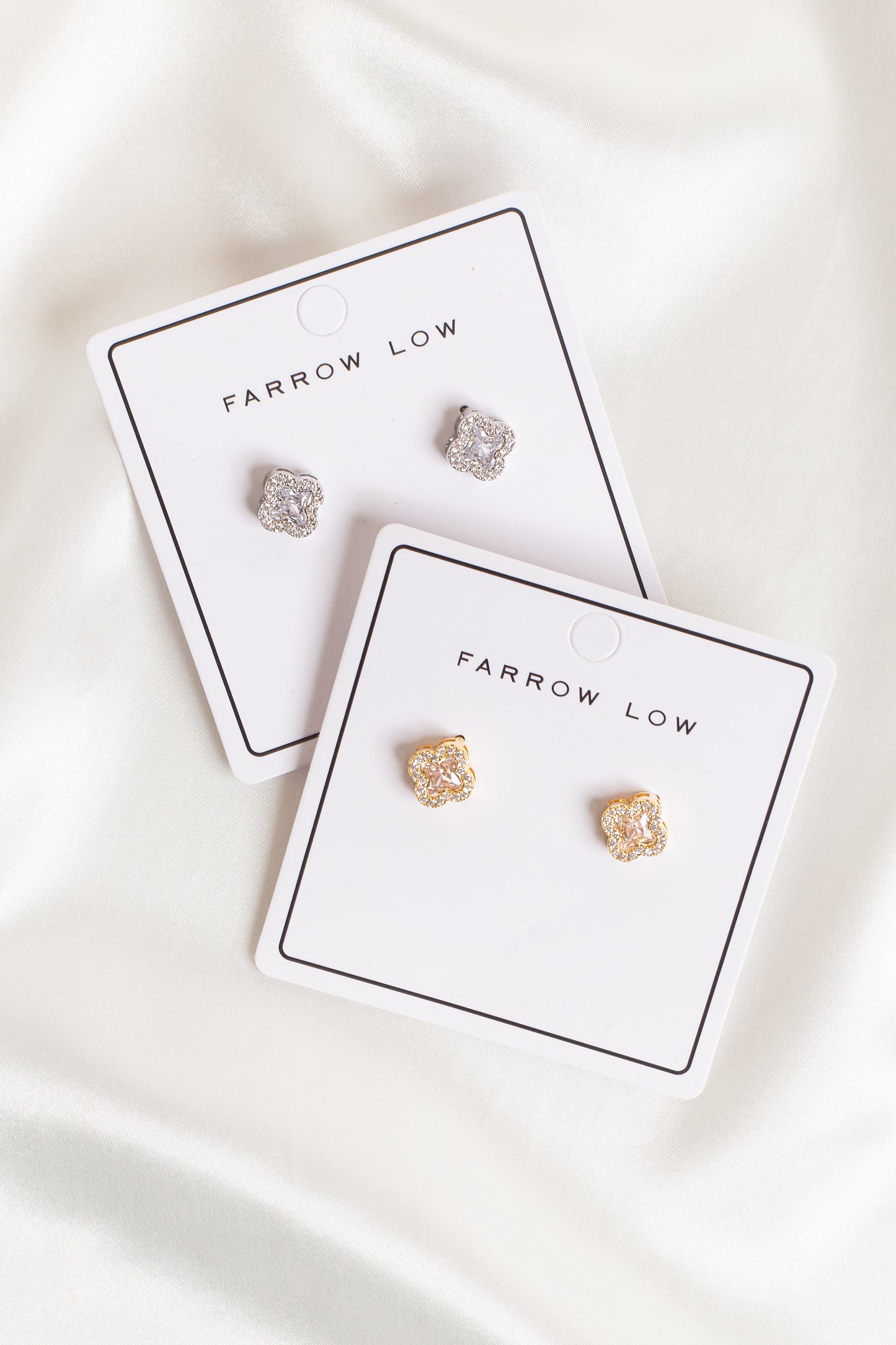 Crystal Clover Studded Earrings