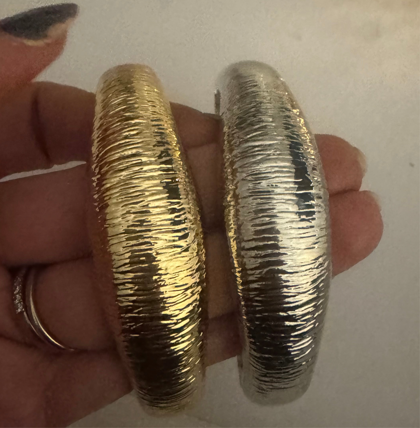 The Textured Cuff In Gold & Silver