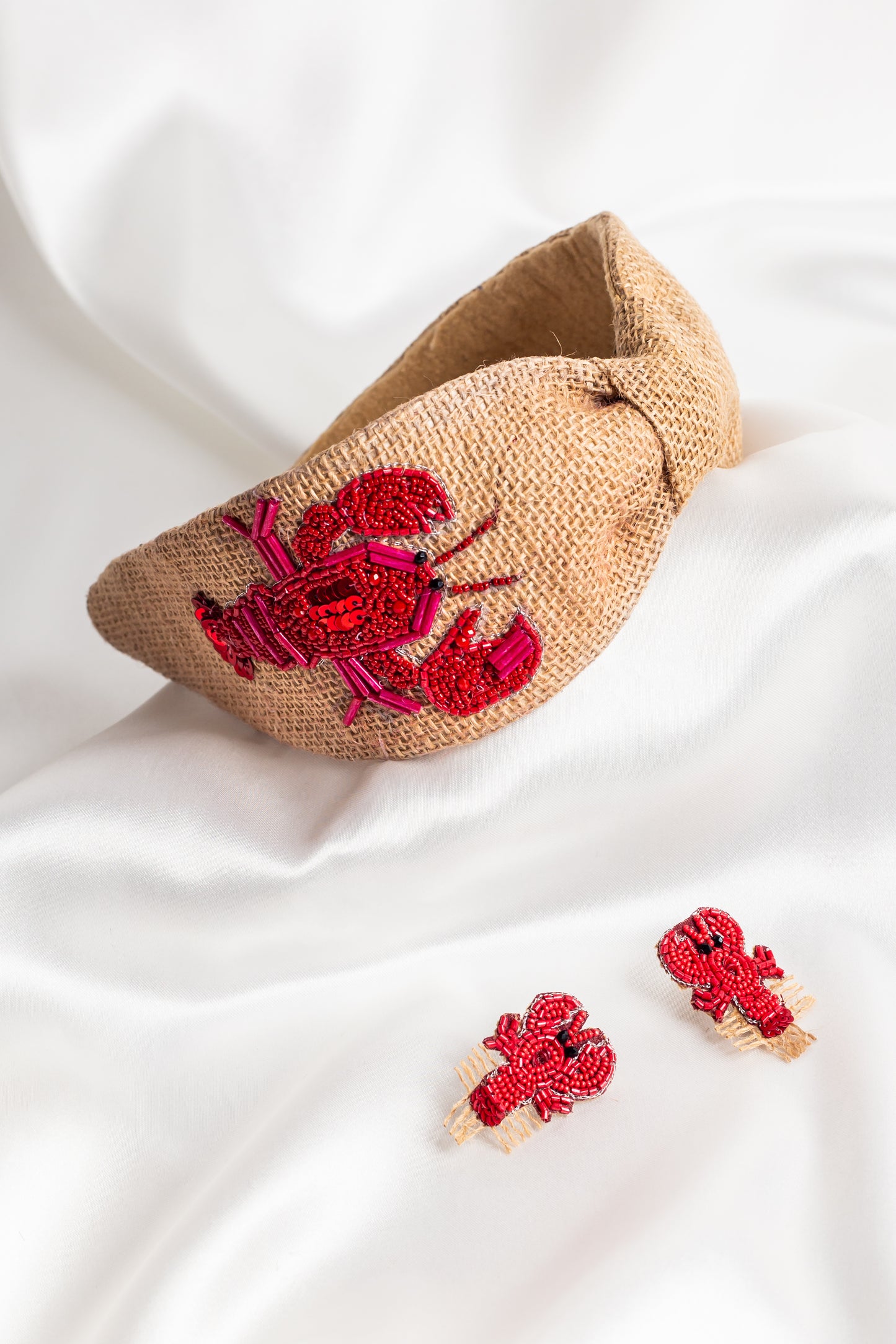 Raffia Lobster 🦞 Headband & Earring Set