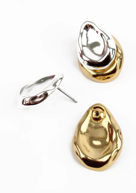 Mixed Metal Statement Stud Earrings