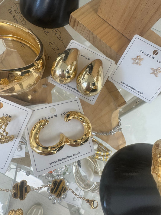 Celeste Hammered Earrings in Gold & Silver