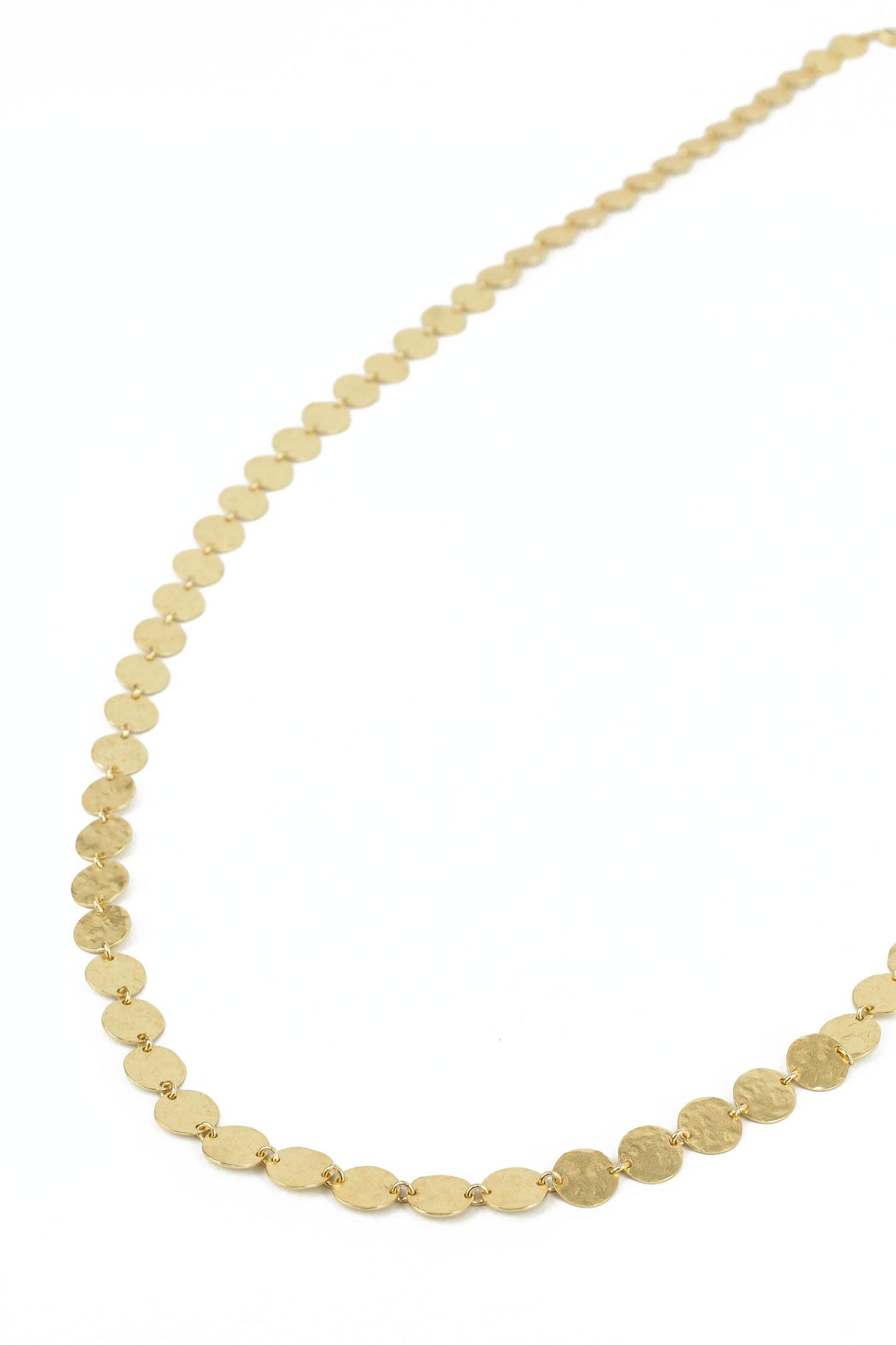 GOLD LONG HAMMERED DISC NECKLACE