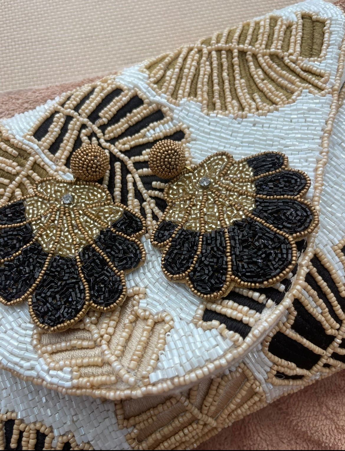 Deco Black & Gold Shell Shimmer Earrings