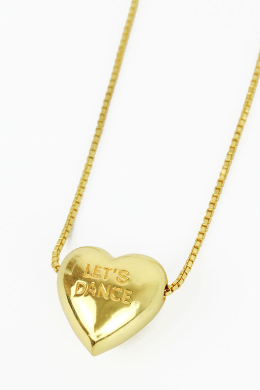 Chunky Heart Let’s Dance/Time To Party Necklace (18 ct gold plaited)
