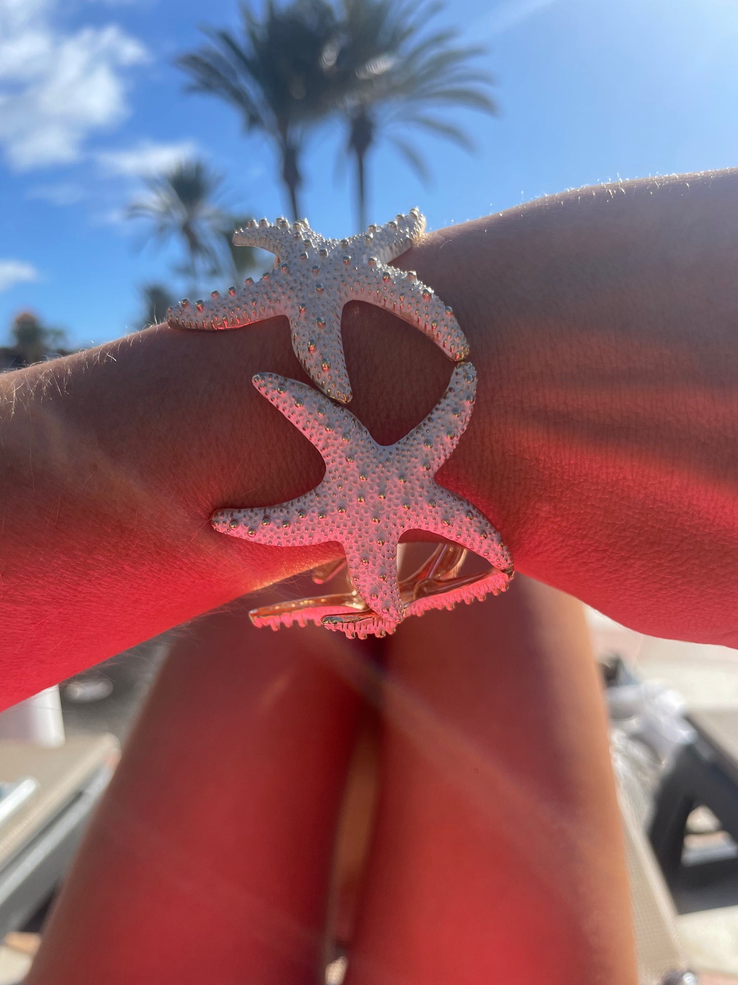White Shimmer Starfish Bangle
