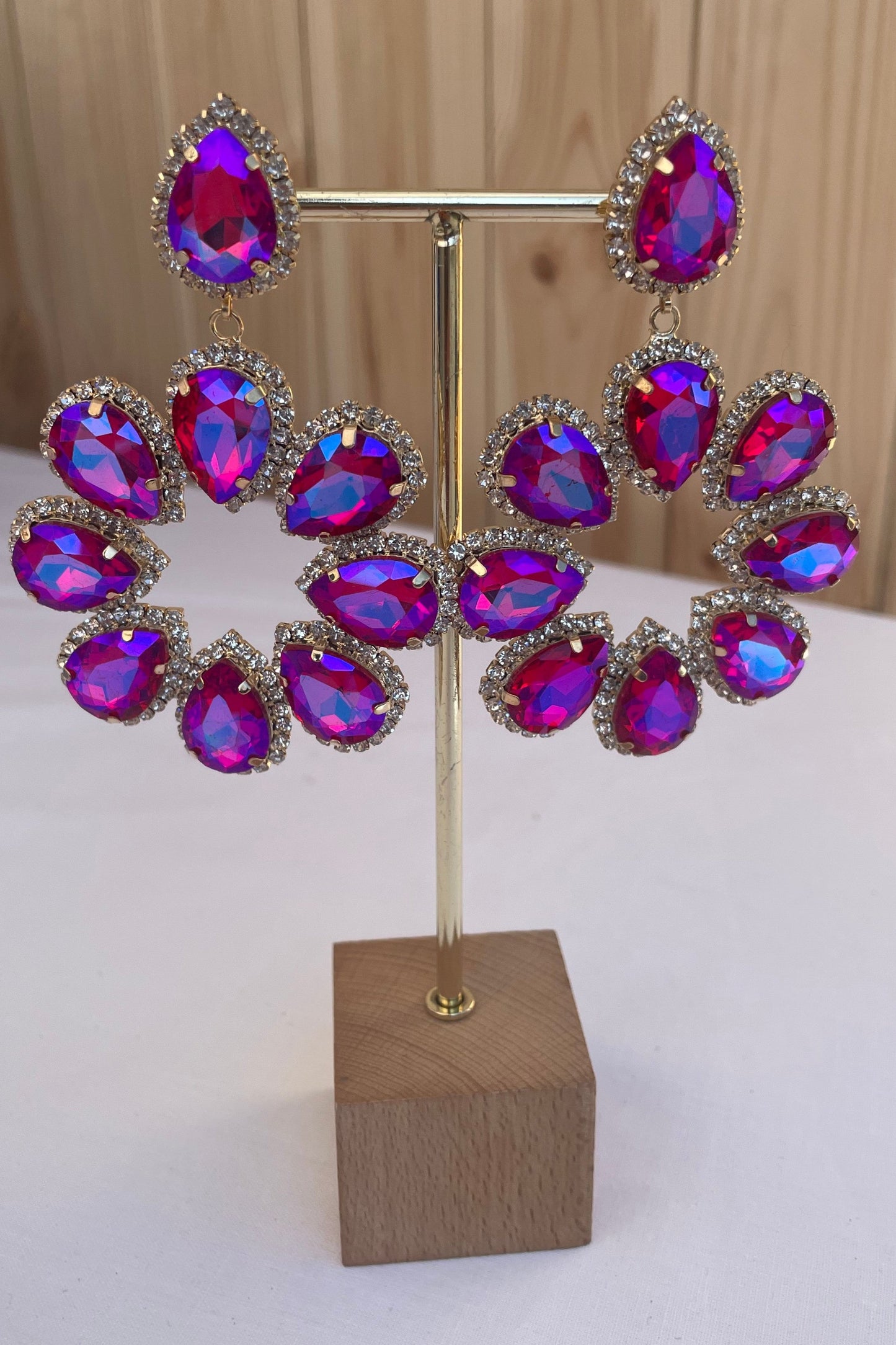 Pink With A Hint Of Mermaid Oversized Flower Halo Earrings