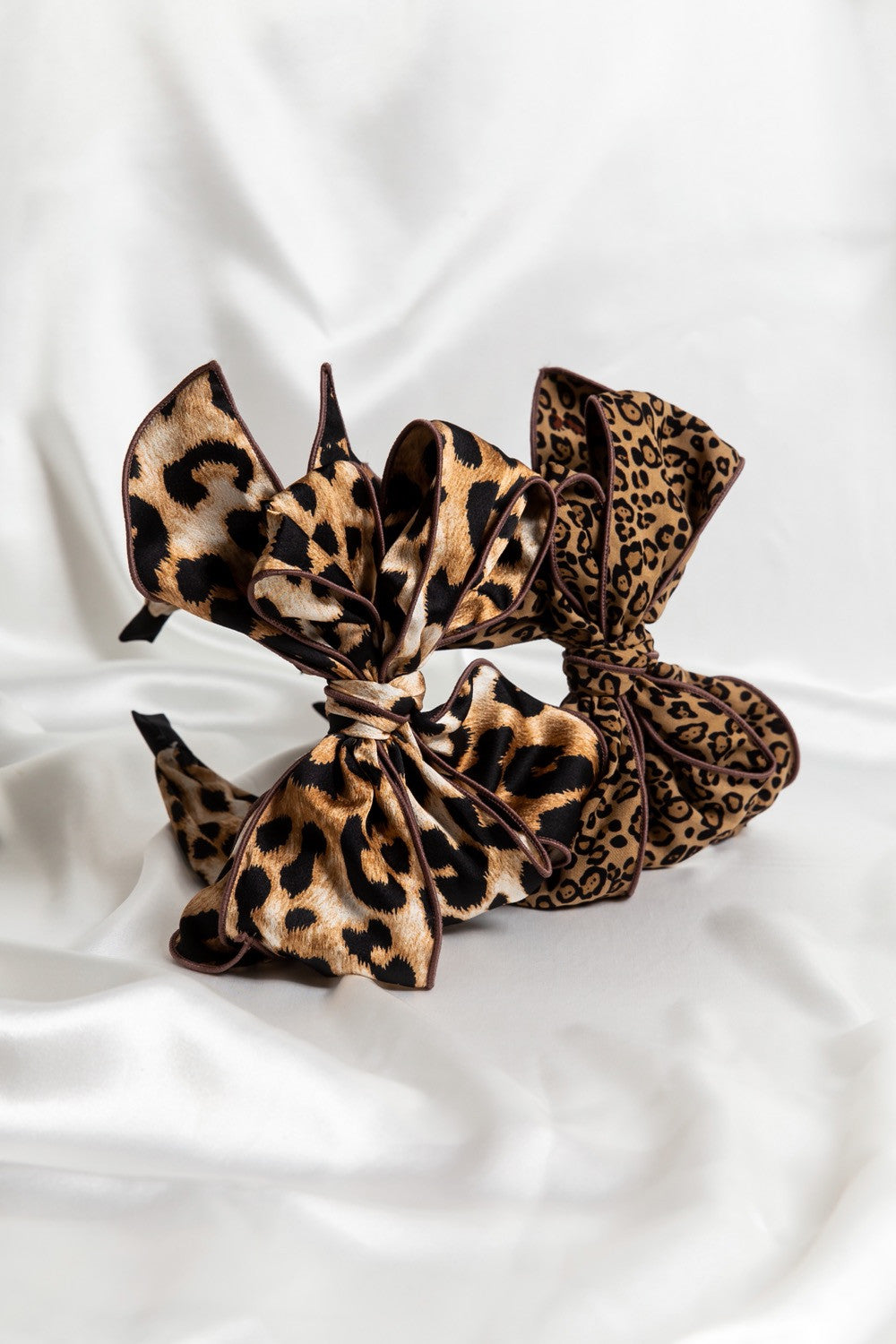 Beau Luxe Large Leopard Print Wired Bow Headband