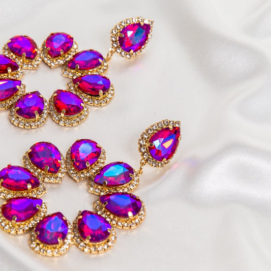 Pink With A Hint Of Mermaid Oversized Flower Halo Earrings