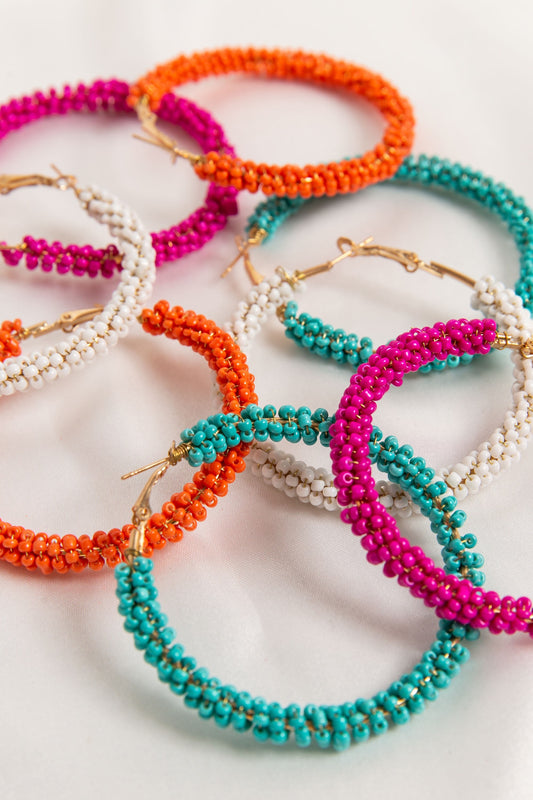 Spanish Beaded Hoop Earrings