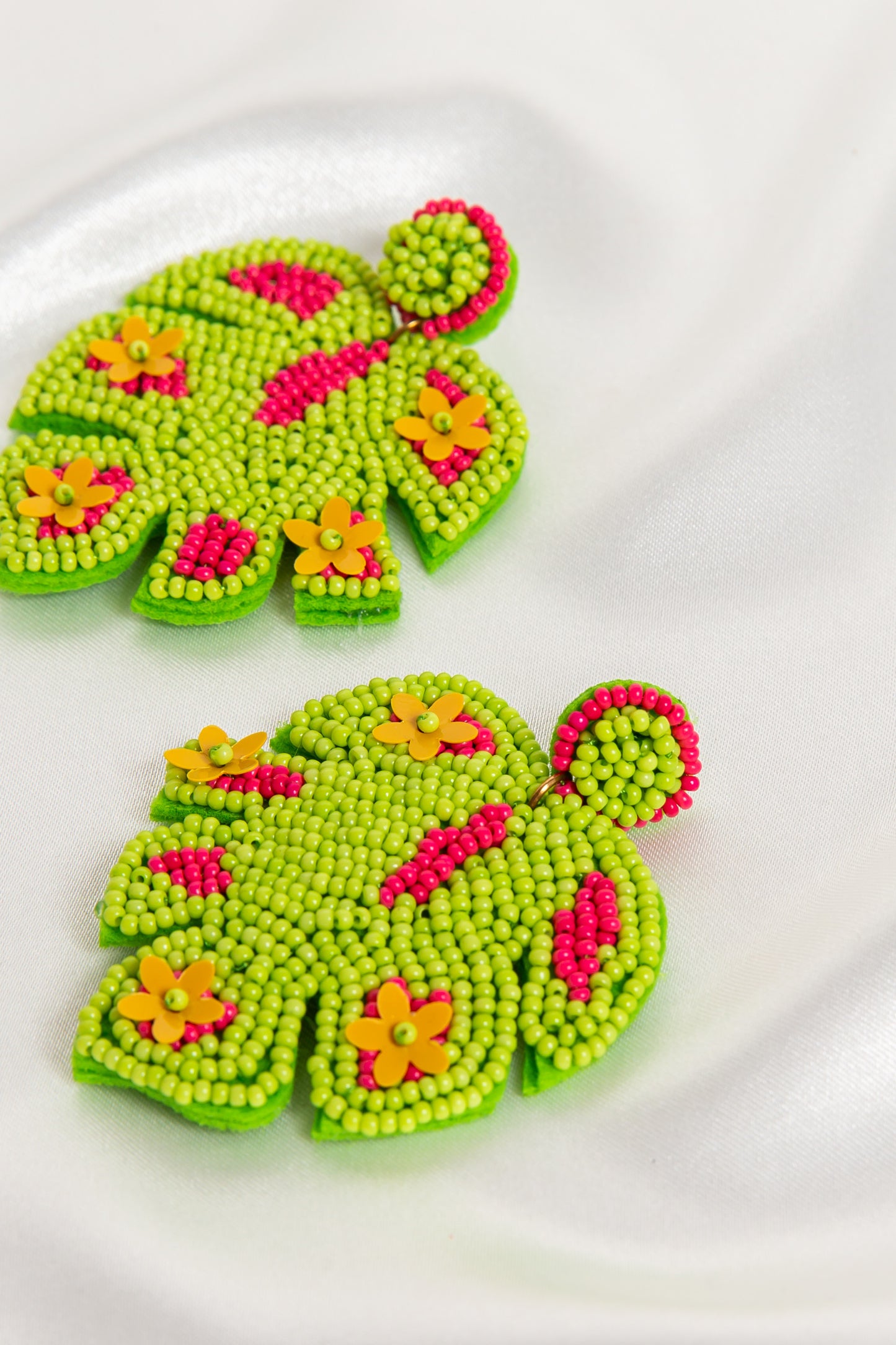 Pastel Tropical Leaf Earrings