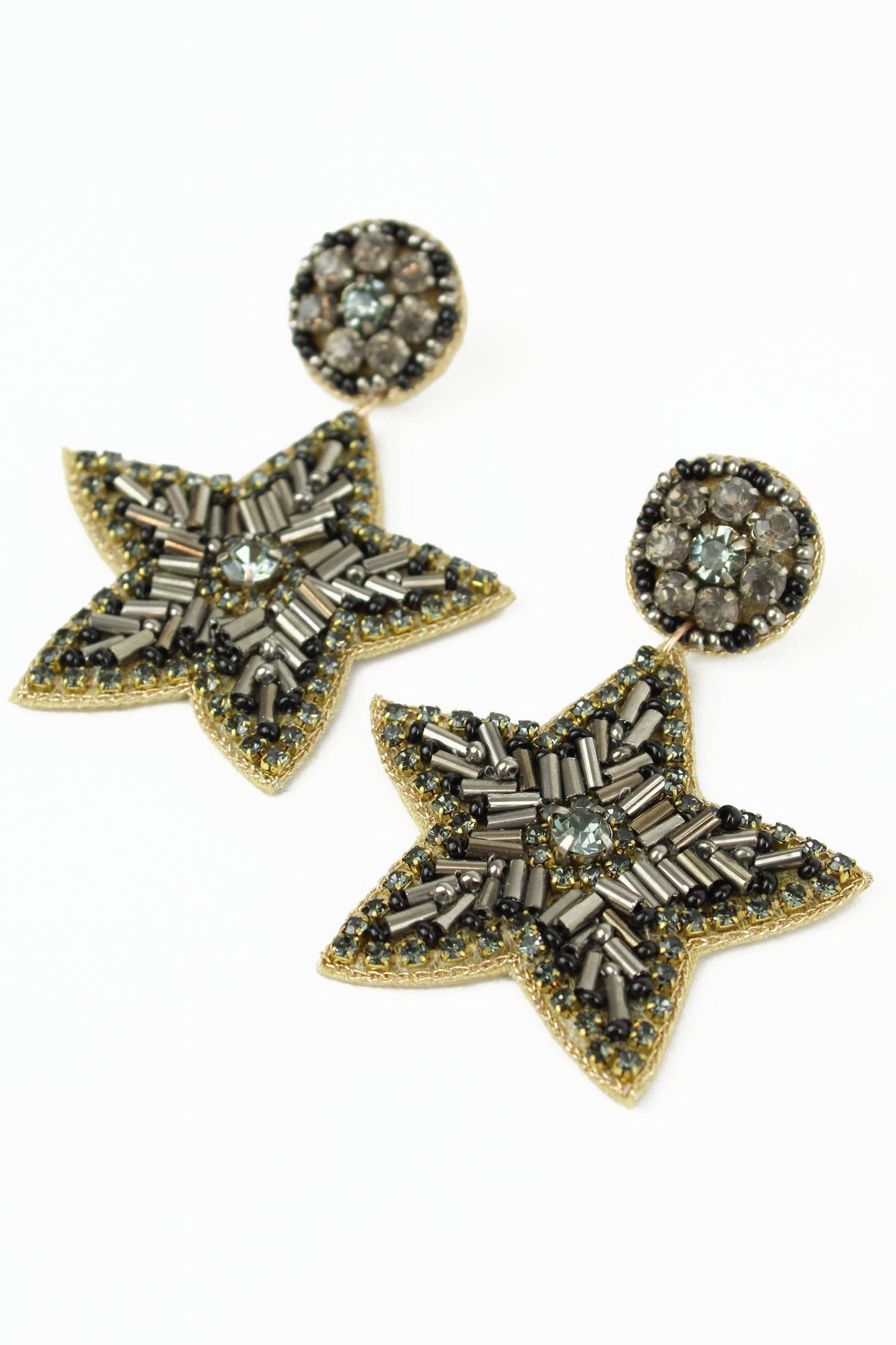 Metallic Stargirl Beaded Star Drop Earrings