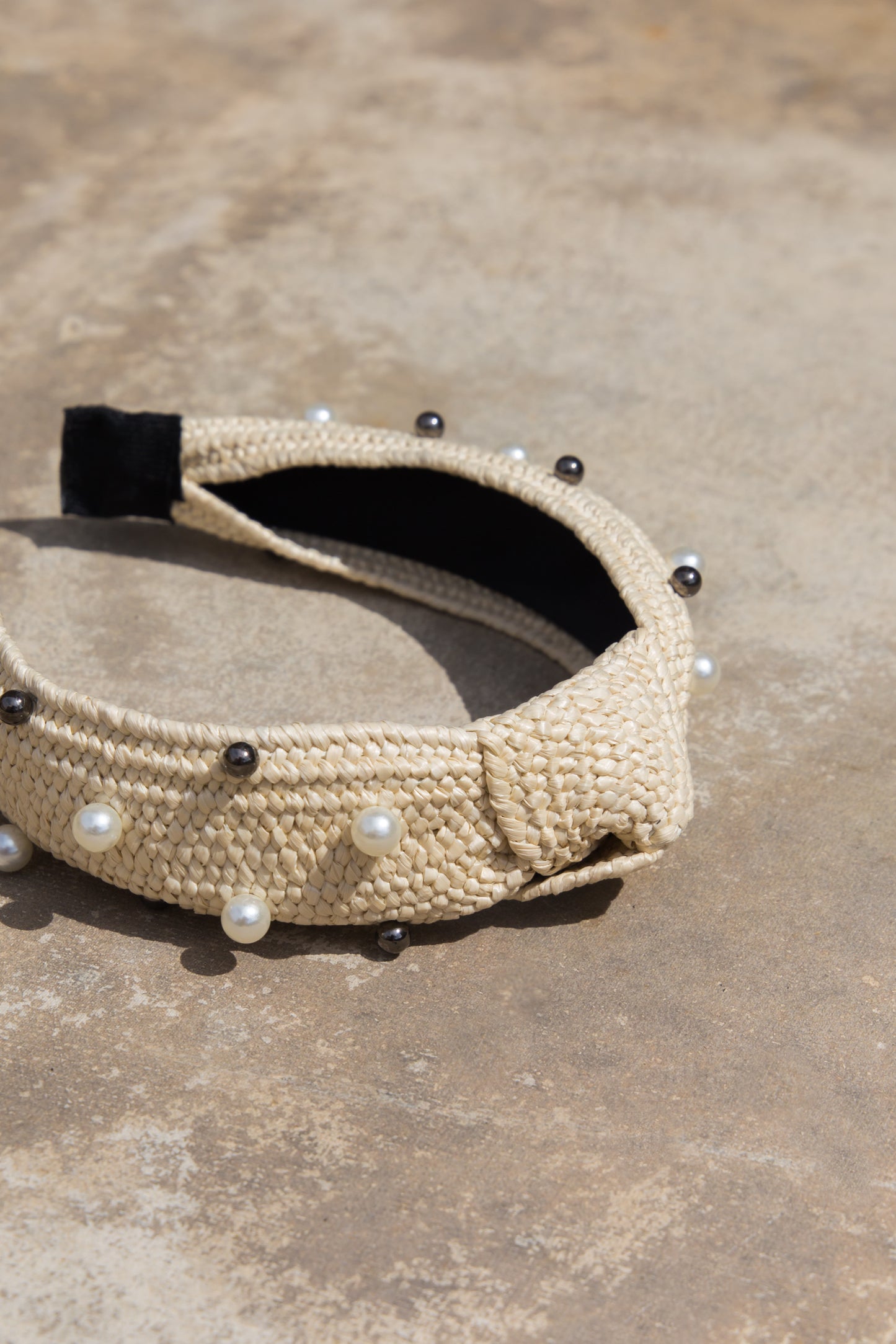 Pearl Beaded Raffia Headbands