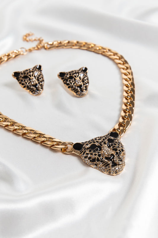 Shiva Leopard Chain & Earrings Set