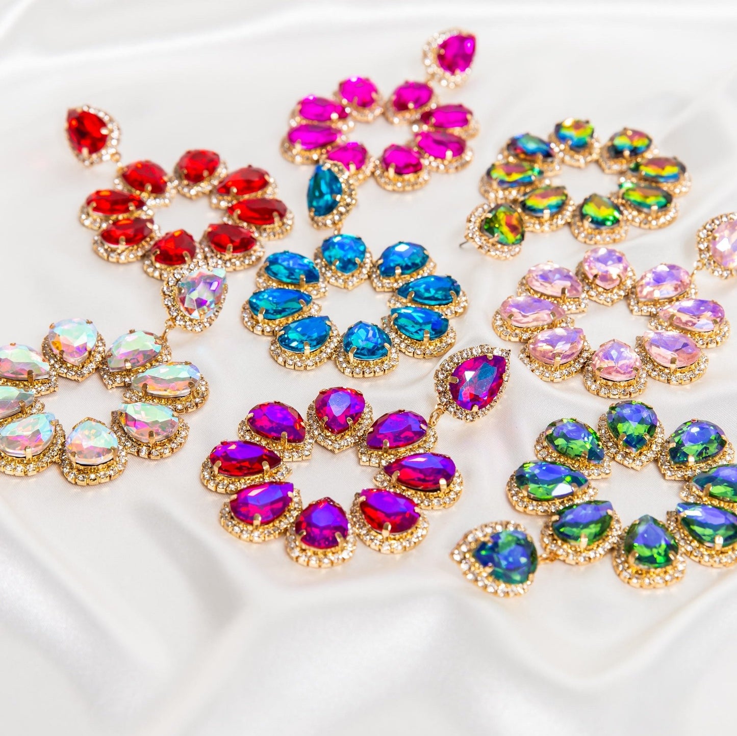 Pink With A Hint Of Mermaid Oversized Flower Halo Earrings