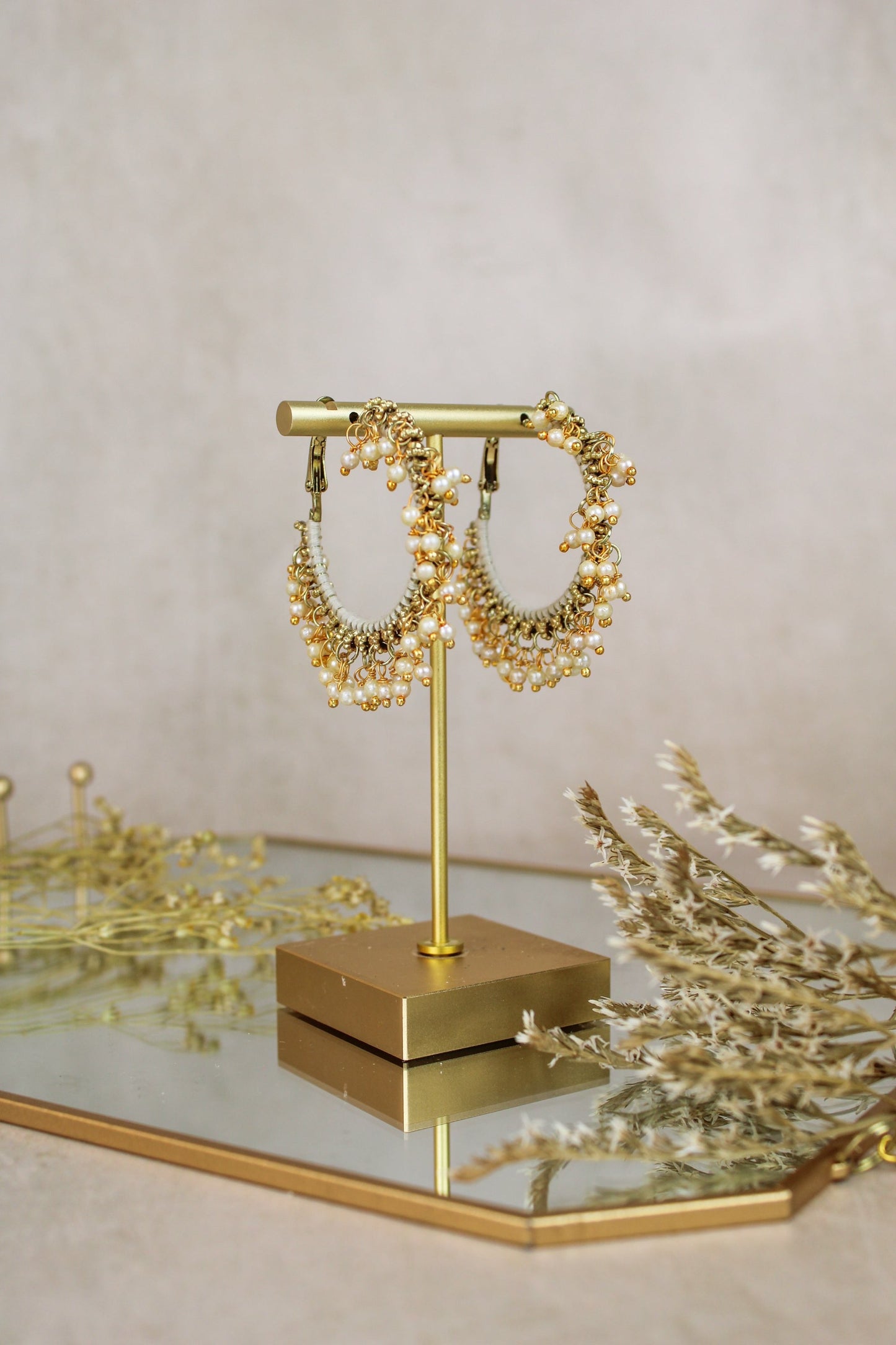 Luxe Pearl Beaded Hoop Earrings