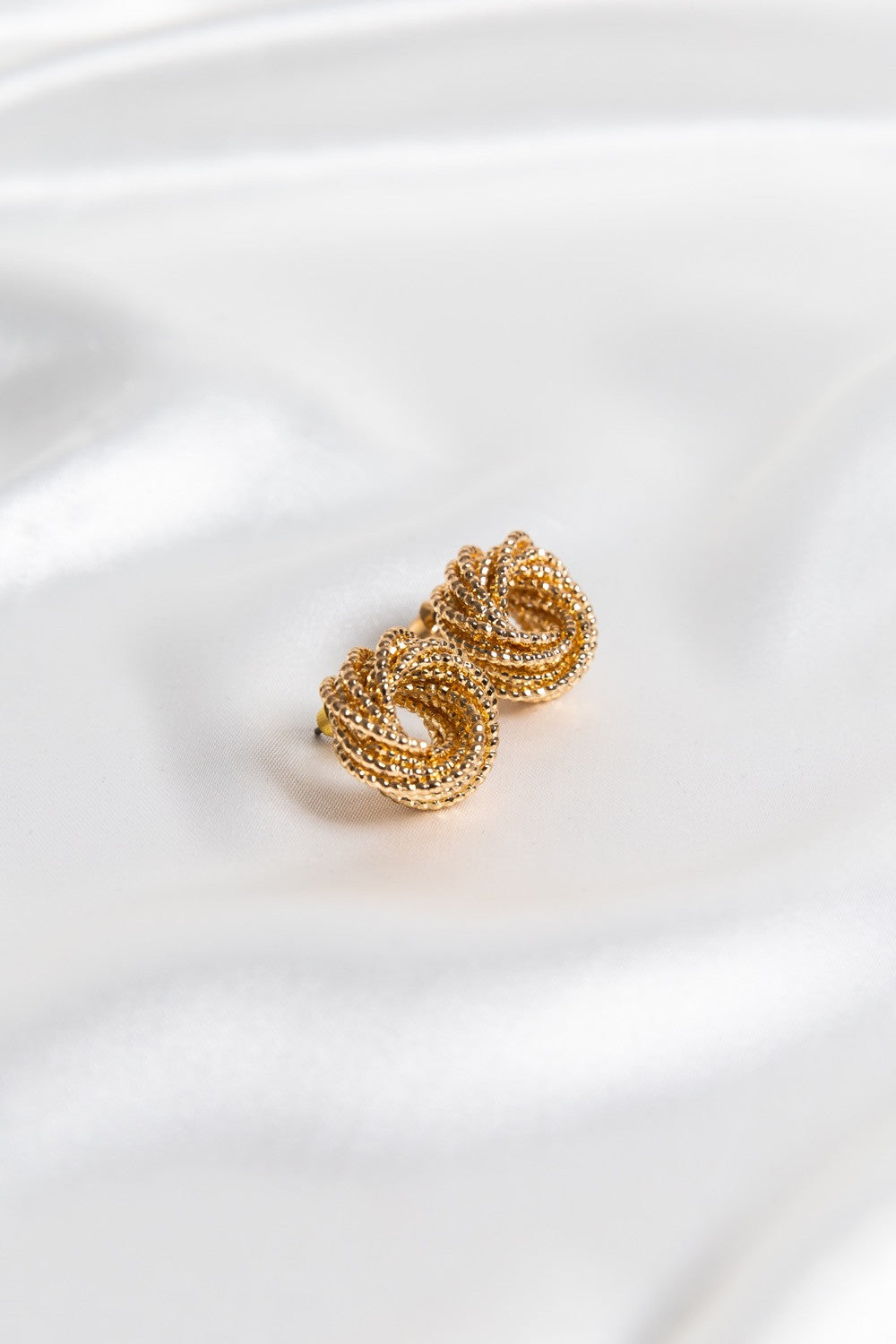 Golden Glitter Swirls Clip On Statement Stud Earrings