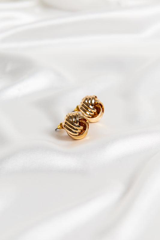 Gold Barbed Swirl Oversized Stud Earrings
