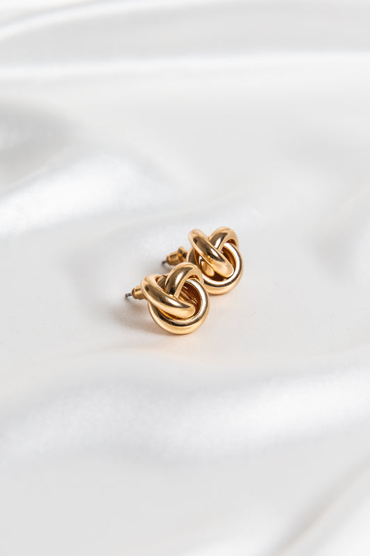 Gold Knot Oversized Studded Earrings