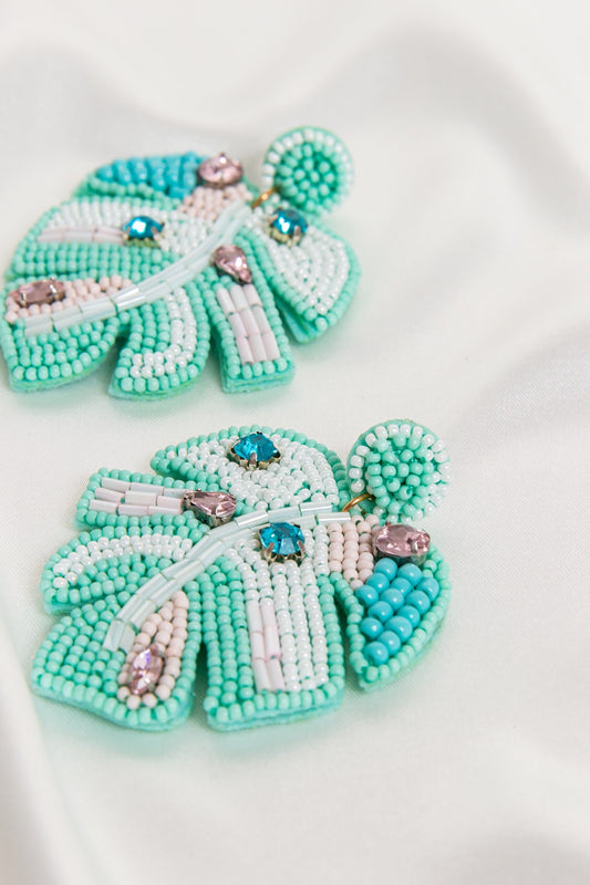 Pastel Tropical Leaf Earrings