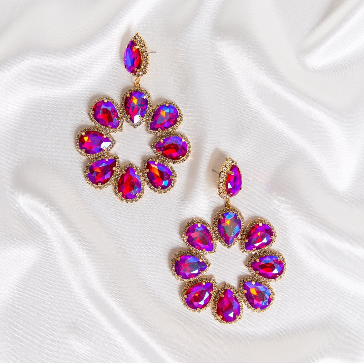 Pink With A Hint Of Mermaid Oversized Flower Halo Earrings